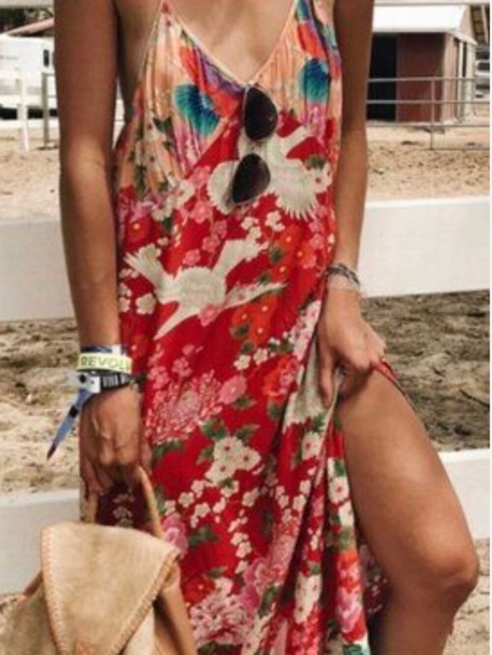Spell & The Gypsy Delilah Strappy Midi Slip Dress XS Floral Boho Split Hem